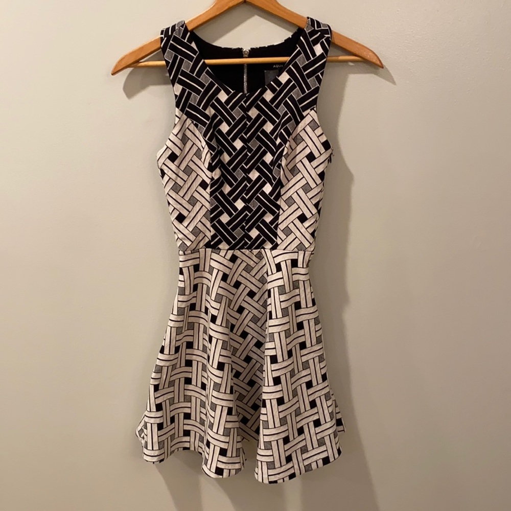 Aqua back and off white cutout formal dress